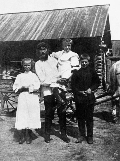 Rasputin and his family at Pokrovskoe by Russian Photographer